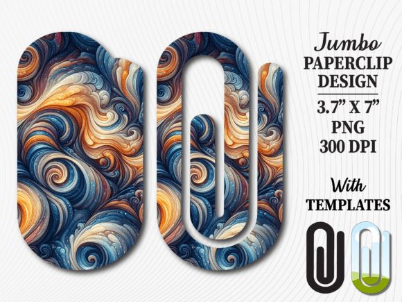 Blue Orange Abstract Jumbo Paperclip Graphics for Crafts