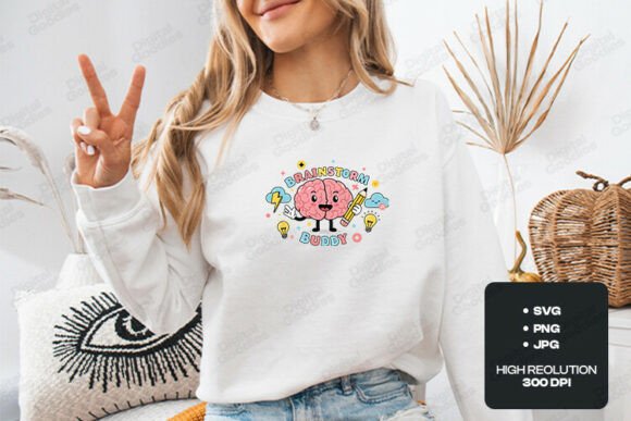 Brainstorm Buddy Cute Learning Graphics & T-Shirt Designs