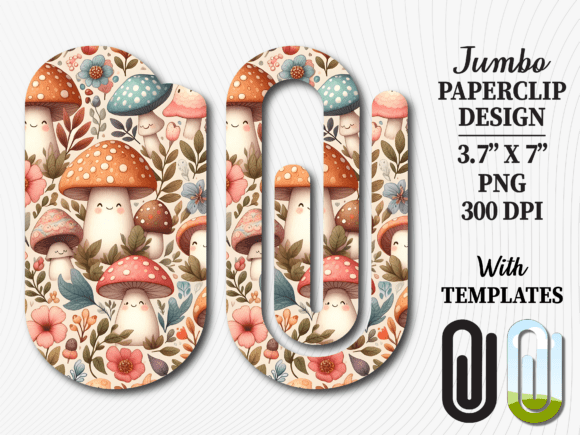Cottagecore Mushroom Jumbo Paperclip: Graphics for Crafts