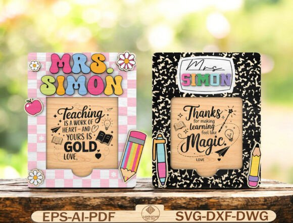 Custom Name Teacher Frame Laser Cut File: Graphics & Graphic Templates