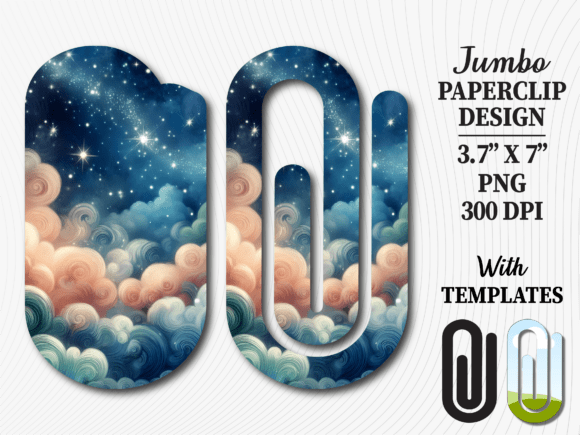 Night Sky Starry Clouds Jumbo Paperclip Graphics