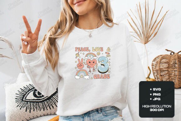 Peace Love and 3rd Grade SVG PNG