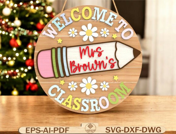 Personalized Teacher Name Door Sign SVG: Graphics for Educational Templates