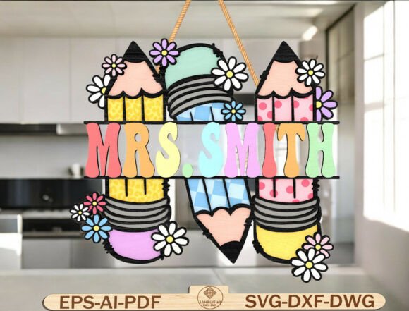 Personalized Teacher Pencil Door Hanger Graphics