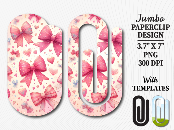 Pink Watercolor Coquette Jumbo Paperclip