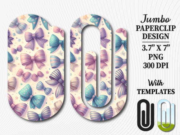 Purple Blue Bows Pattern Jumbo Paperclip Graphics