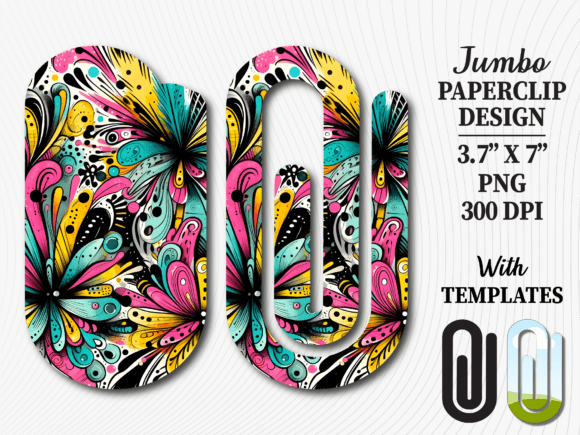 Retro Neon Hippie Boho Jumbo Paperclip Graphics