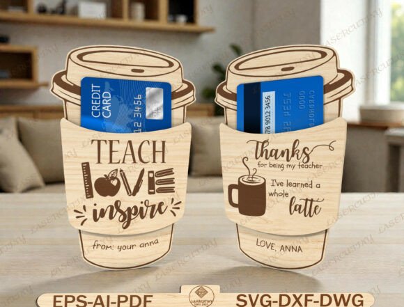 Teacher Gift Card Holder Laser Cut Graphics