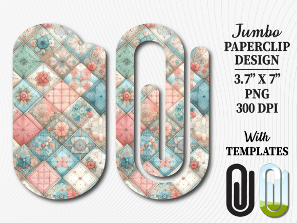 Vintage Floral Patch Jumbo Paperclip PNG for Crafts & Graphics